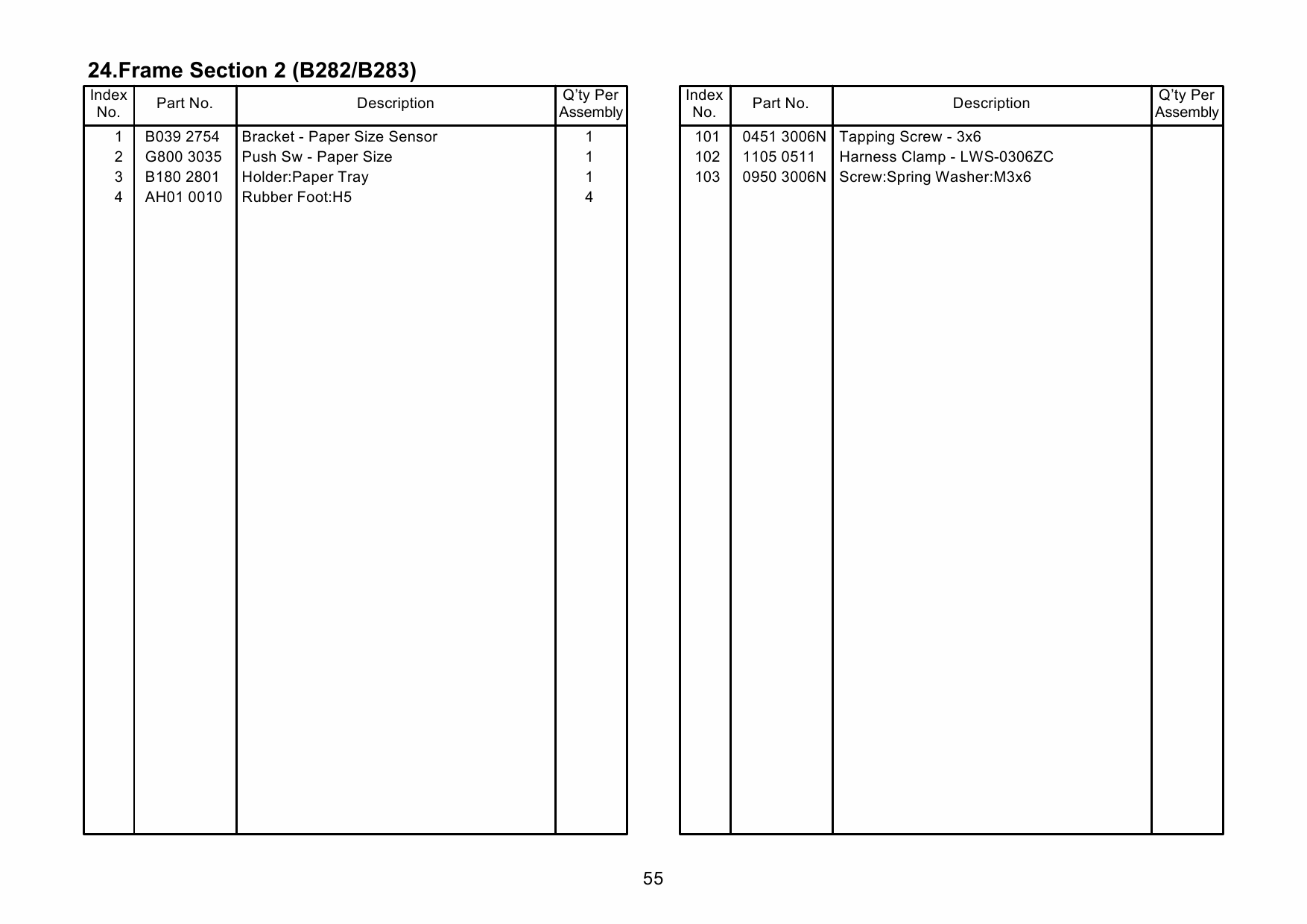 RICOH Aficio MP-1812L MP2012L B282-67 B262-68 B283-67 B283-68 Parts Catalog-4